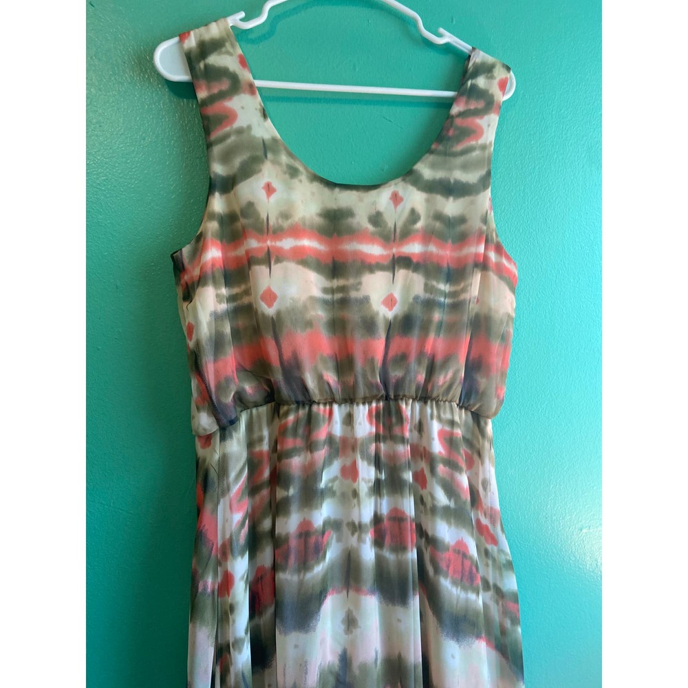 As U Wish tulip hem sundress. Peach and green on cream.